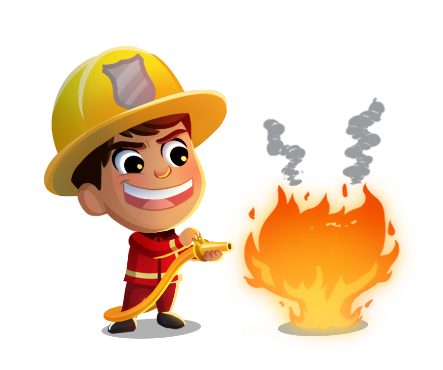 Firefighter extinguishing a fire
