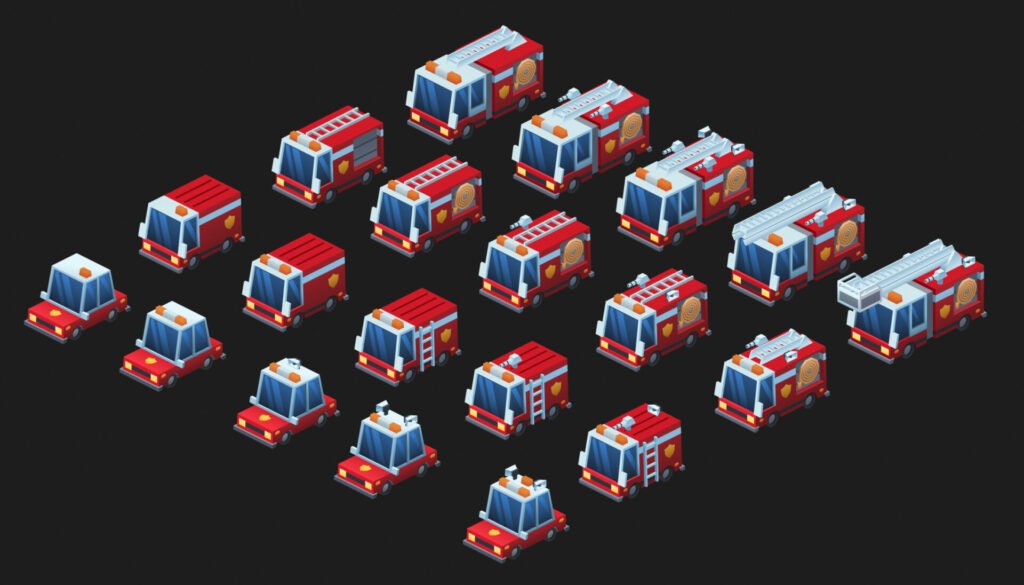 Customizations of the firetrucks