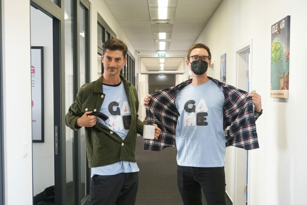 Baby-blue game jam shirts